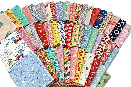 Vista 4 de Field's Fabrics 10 Fat Quarters - 1930 a 1950 Reproducción Depresión Era Feed Sack Pequeña Escala Floral Vintage Look Flowers Nostalgia Prints