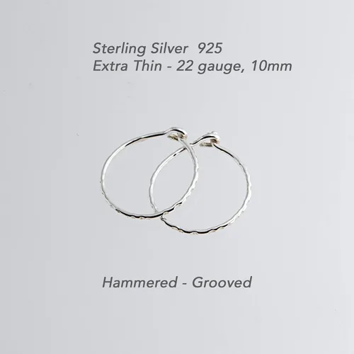 Vista 46 de Aretes de plata de ley abiertos para cartílago, tragus, delgados, calibre 22