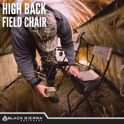 Vista 5 de Black Sierra Silla de caza plegable con respaldo, bolsa de almacenamiento y Axs Camo 2