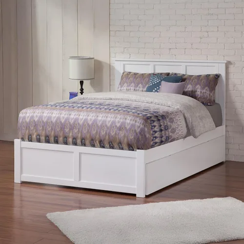 Vista 3 de AFI Madison Cama de plataforma con estribo y cajón deslizable Blanco