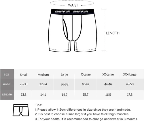 Vista 6 de BAMBOO COOL Men's Long Boxer Briefs Long Leg Performance Breathable Comfort Underwear for Men 3 or 5 or 6 Pack