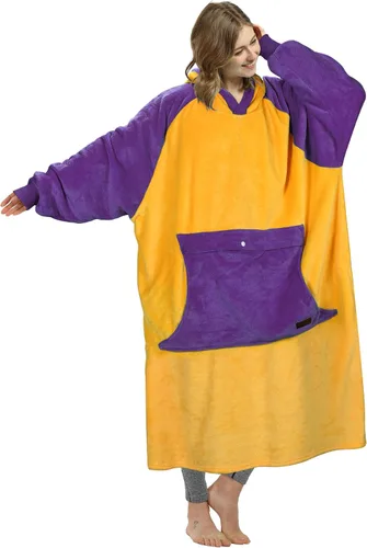 Vista 15 de Catalonia - Sudadera gigante tipo manta con capucha, sudadera con forro polar y bolsillo frontal grande, para adultos, hombres, mujeres