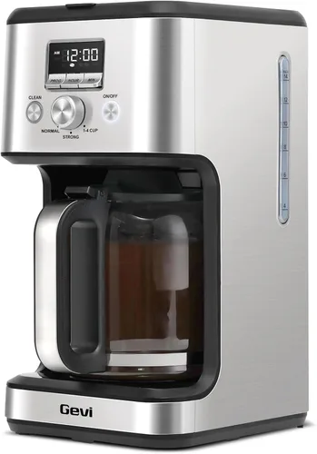 Vista 9 de Gevi Cafetera de 12 tazas con pantalla táctil, cerveza atrevida y helada, jarra de vidrio Cervecera de goteo de 12 tazas, temporizador
