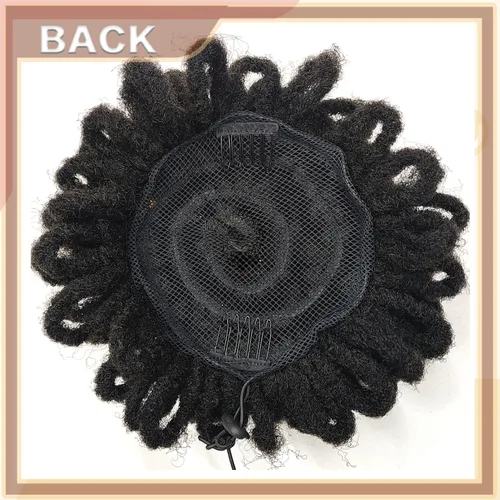 Vista 4 de DreadLocks Chignons Afro High Puff Cola de Caballo con Cordón Moño de Cabello Postizos Faux Locs Chignons con Clip Cola de Caballo para Mujeres