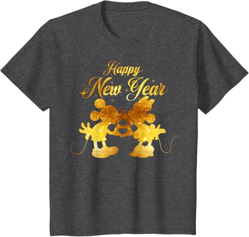 Vista 26 de Disney Camiseta de Año Nuevo Mickey & Minnie Happy New Year Silhouette, Negro