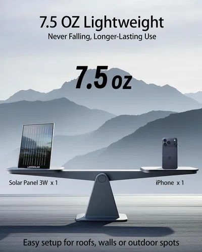 Vista 5 de Panel solar para cámara de seguridad, cargador solar de 3 W con enchufe de barril y puerto USB C para cámara de batería recargable al aire libre