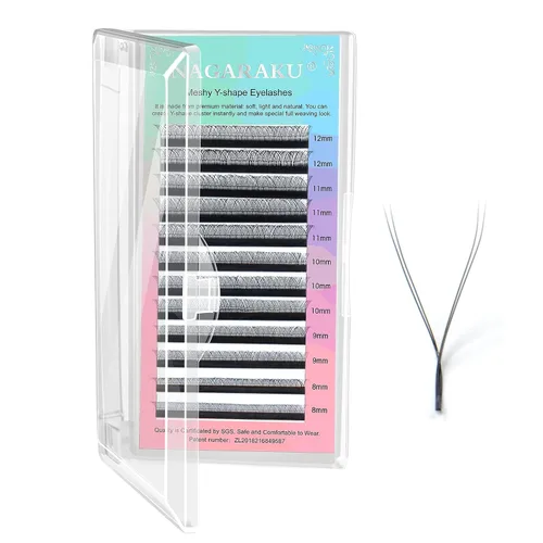 Vista 112 de NAGARAKU YY - Extensiones de pestañas, suministros Y, Lash 4D, Easy Fan, pestañas cruzadas de volumen ruso, pestañas YY, tejidas a mano, malla