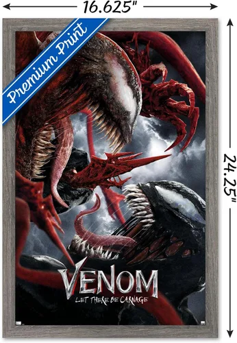 Vista 3 de Trends International Marvel Venom: Let There be Carnage - Póster de pared de batalla de una hoja, 14.725 x 22.375 pulgadas, versión enmarcada