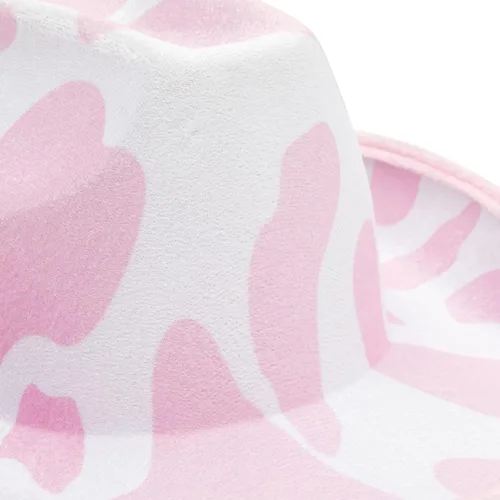 Vista 8 de Zodaca Sombreros de vaquero para mujeres y hombres, talla única, sombrero de vaquera con estampado de vaca rosa, espuma EVA suave y terciopelo