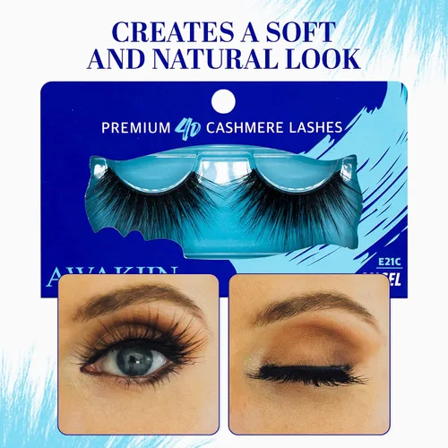 Vista 3 de Extensiones de pestañas postizas naturales de cachemira 4D, autoadhesivas, reutilizables, pestañas largas, de aspecto natural, pestañas esponjosas