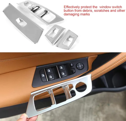 Vista 8 de Marco de botón de ventana, 4 piezas para interruptor de ventana de automóvil, para 5 series G30 2017-2018