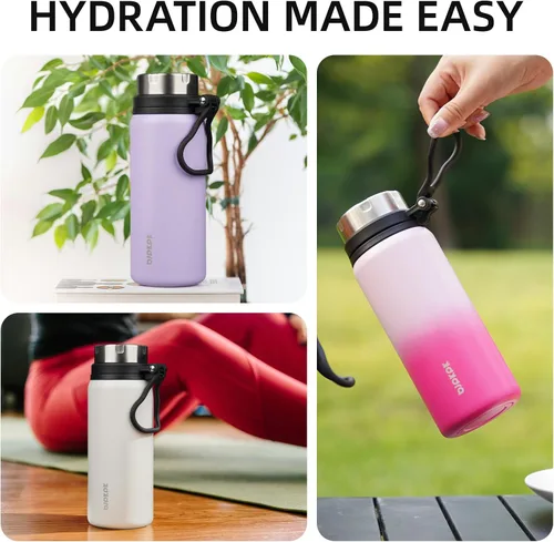 Vista 6 de BJPKPK Botella de agua de acero inoxidable, botella aislada de 25 onzas con boca ancha, botella térmica de metal a prueba de fugas de doble pared