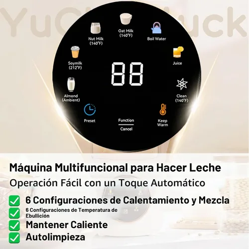 Vista 3 de Máquina de leche de nuez de 47 onzas, leche de soja casera, leche de almendras, leches a base de plantas, leche de avena, coco, alimentos