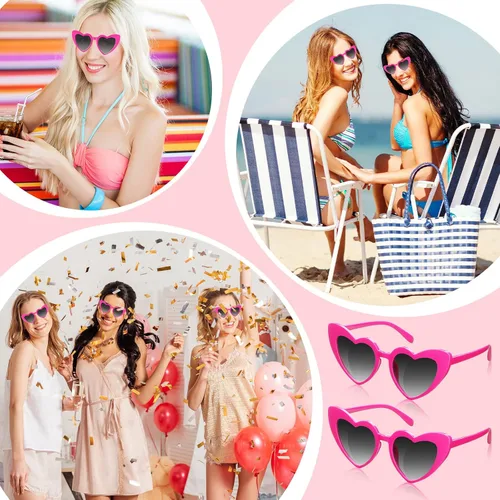 Vista 4 de 16 pares de lentes de sol retro en forma de corazón con forma de ojo de gato para mujeres y niñas, M