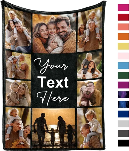 Vista 14 de Yofair envía al día siguiente, manta personalizada con foto, regalos personalizados para mamá, papá, manta con foto personalizada, regalos