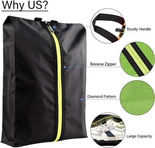 Vista 2 de TOPFIY - Bolsas para zapatos de golf adecuadas para deportes, golf, viajes, uso diario, viajes, con cremallera, almacenamiento plegable