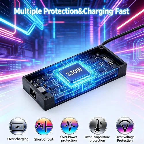 Vista 8 de Cargador de portátil para juegos GaN delgado de 330 W, apto para Lenovo Negro mate