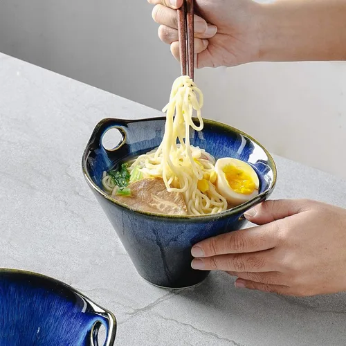 Vista 3 de NJCHARMS - Juego de tazones Ramen, 2 juegos de tazones Ramen con palillos y cuchara (6 piezas), tazones japoneses de Ramen de 20 onzas, tazones
