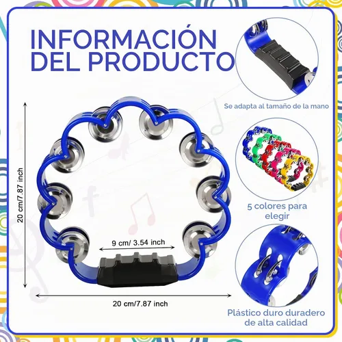 Vista 2 de 5 piezas de pandereta en forma de pétalo de plástico de percusión de pandereta musical, campanas de mano para instrumento de ritmo musical para 5