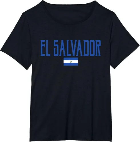 Vista 29 de Camiseta de texto azul con bandera de El Salvador, Negro, S