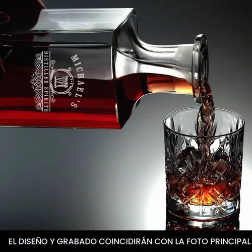 Vista 3 de Juego de presentación de decantador de whisky personalizado