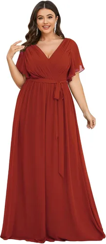 Vista 24 de Ever-Pretty Plus Vestidos de dama de honor formales de gasa para mujer Negro