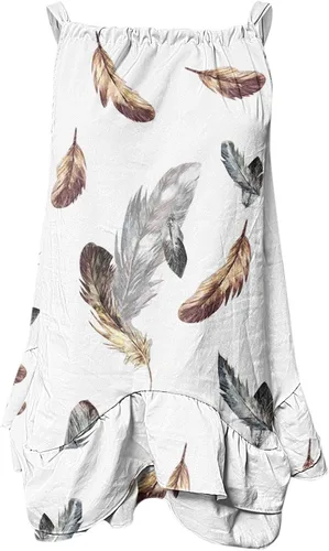 Vista 4 de Blusas de verano con estampado floral, sin mangas, dobladillo con volantes, holgadas, lindas, tipo babydoll, Beige