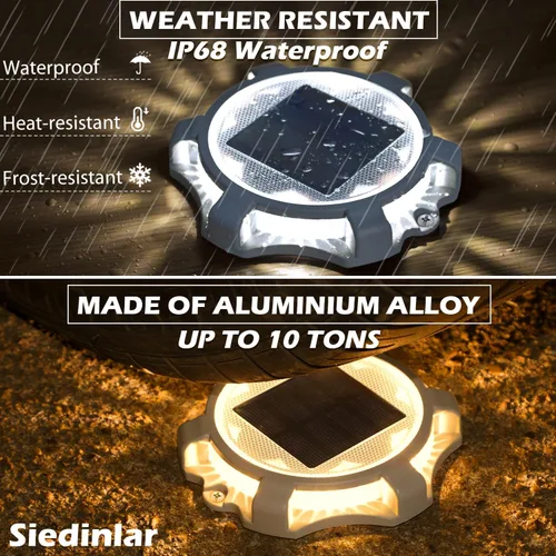Vista 5 de SIEDiNLAR Luces solares para cubierta al aire libre, 2 modos, muelle LED, marcadores de entrada, luz impermeable para escalones, pasarela, escalera