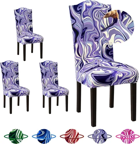 Vista 10 de Sufdari Juego de 4 fundas para sillas de comedor, color beige, antideslizantes, de elastano, elásticas, para comedor, hotel (Grande)