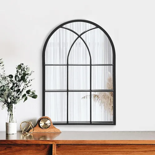 Vista 2 de Dewfig Espejo de Pared con Ventana Arqueada, 30"x20" Espejos de Panel de Ventana, Espejos de Tocador para Baño, Dormitorio, Entrada, Sala de Estar