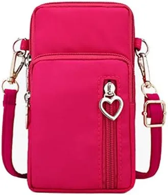 Vista 2 de Bolso de nailon para teléfono celular para mujer, bolso tipo cartera con bolsillo para tarjetas