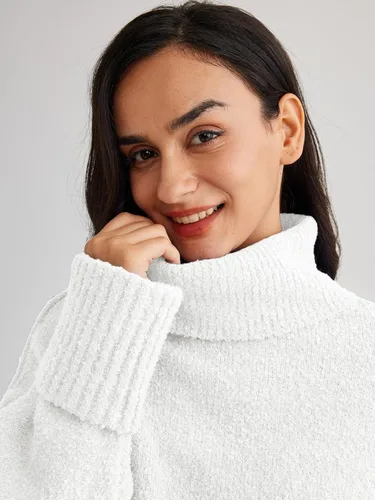 Vista 5 de LILLUSORY Suéter de manga larga de cuello alto para mujer, de gran tamaño, para otoño, grueso, cálido, para otoño
