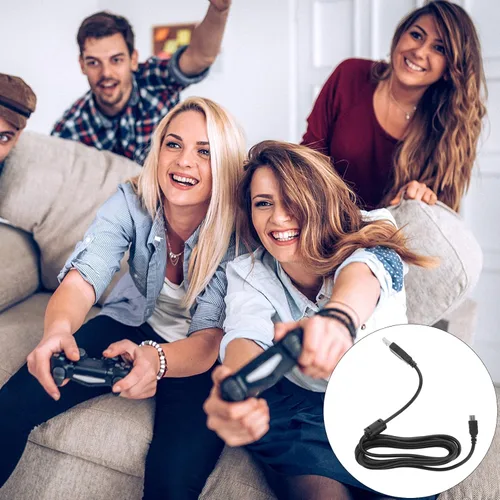 Vista 8 de SOLUSTRE Cargadores inalámbricos USB cable de carga compatible con PS4 Slim Pro Game Pad Cable de carga negro controlador de juego mango cargador