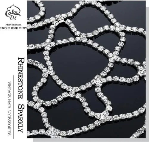 Vista 7 de Cadena de cabeza de diamantes de imitación de los años 20, accesorios para el cabello para mujer