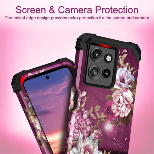 Vista 3 de Hocase Funda para Moto G 2026, Moto G Power 2025, protección resistente a prueba de golpes, protección de goma de silicona suave, funda protectora