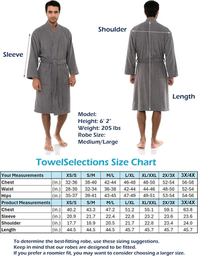 Vista 6 de TowelSelections - Bata de baño, de algodón turco, estilo quimono, para hombre