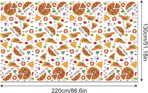 Vista 4 de Lide Road Mantel para fiesta de pizza, 2 piezas, con temática de pizza, decoración de fiesta de cumpleaños, cubierta de plástico desechable