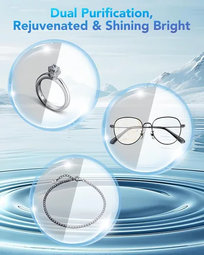 Vista 5 de Limpiador ultrasónico inteligente de joyas, potente limpiador ultrasónico portátil para gafas, anillos, relojes, dentaduras, alta capacidad de 22.0