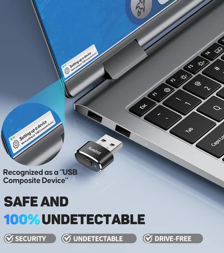 Vista 3 de Mouse USB con botón de interruptor de movimiento, agitador de mouse automático mini con 2 modos de movimiento, sin necesidad de controladores, plug