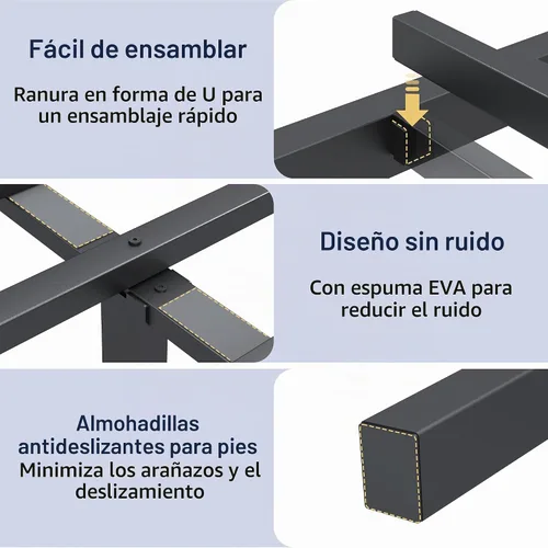 Vista 7 de ChicZhiNest Marco de cama tamaño Twin con estación de carga y luces LED, cama de plataforma de metal con cabecera de madera y estante