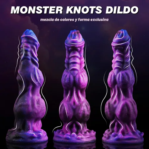 Vista 2 de Consolador Monstruo Fantasía Caballo de 9.6 pulgadas con 2 Nudos Grandes, Consoladores de Nudo Enorme Gruesos Estilo Perro Dragón con Ventosa