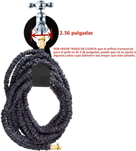 Vista 4 de Colgador de manguera de jardín, soporte de metal resistente para manguera expandible de 50 pies/25 pies, soporta 110 libras, almacenamiento portátil