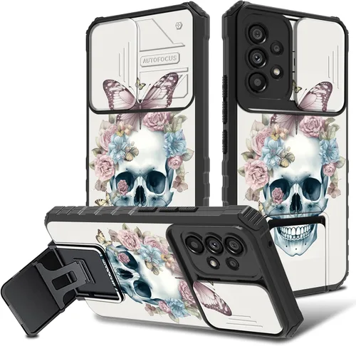 Vista 35 de Funda para Samsung Galaxy A53 5G con cubierta de cámara y soporte de soporte, resistente a prueba de golpes, TPU funda protectora para Samsung