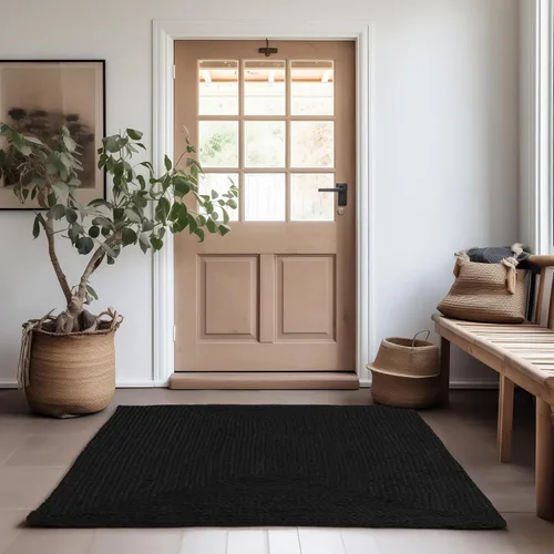 Vista 11 de Super Area Rugs Alfombra de yute – Alfombra reversible de fibra natural – Revestimiento ecológico para suelo de cocina – Puerta tejida a mano