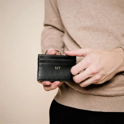 Vista 3 de Leatherology RFID Black Onyx - Cartera delgada para tarjetas de crédito, disponible con RFID