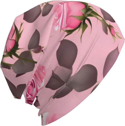 Vista 3 de Pretty Pink Roses Warm and Breathable Men's and Women's Universal Versatile Brimless Hat, for Daily Home and Outdoor Activities Clothing Accessories