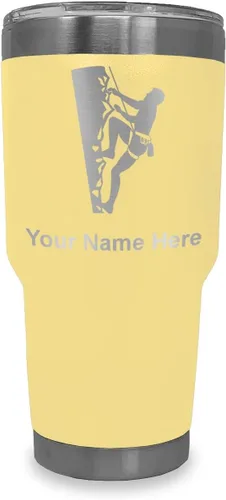 Vista 7 de LaserGram 20oz Vacuum Insulated Tumbler Mug, Rock Climber, Personalized Engraving Included (Coral)