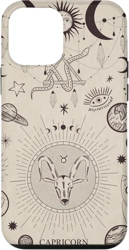 Vista 16 de Estuche estético para iPhone 12/12 Pro astrológico celestial con signo del zodiaco Capricornio