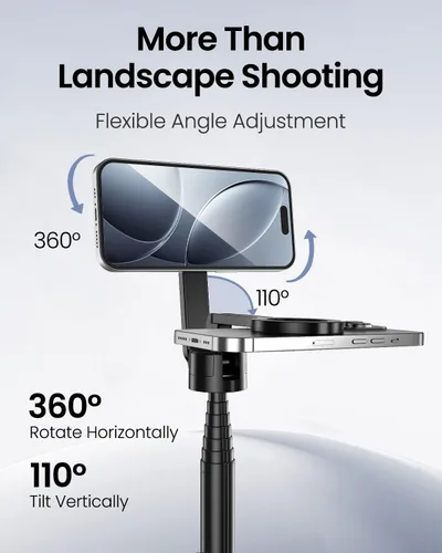 Vista 5 de UBeesize Trípode magnético de apertura automática de 70 pulgadas para iPhone, MagSafe Selfie Stick con control remoto, soporte de teléfono portátil