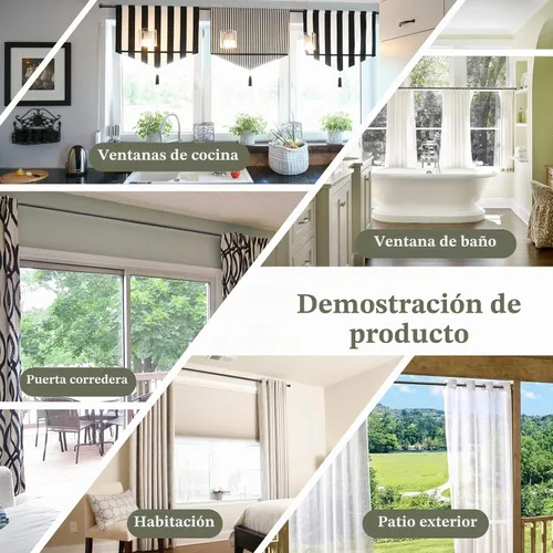 Vista 8 de Barras de cortina para ventanas de 28 a 50 pulgadas, juego de barras de cortina resistentes de 5/8 pulgadas, barras decorativas para cortinas